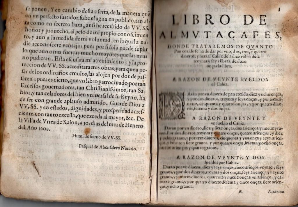 Libro de Almutacafes por Pascual Abensalero