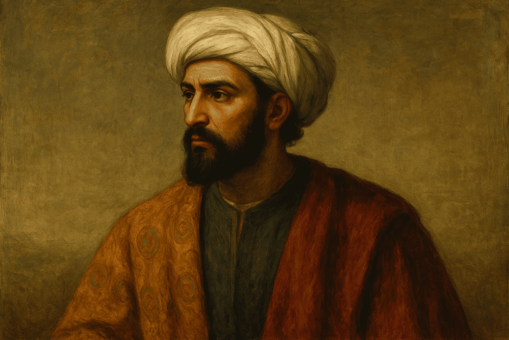 Retrato de Abbad III al-Muʿtamid ibn Abbad, Al-Motámid de Sevilla, último rey de la taifa de Sevilla en el siglo XI
