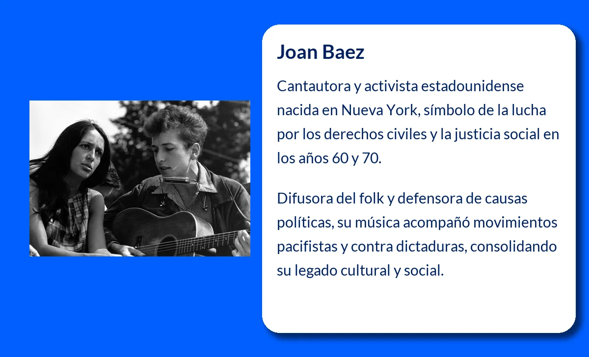 Joan Baez (1941-VVVV). La voz eterna del folk y el activismo social