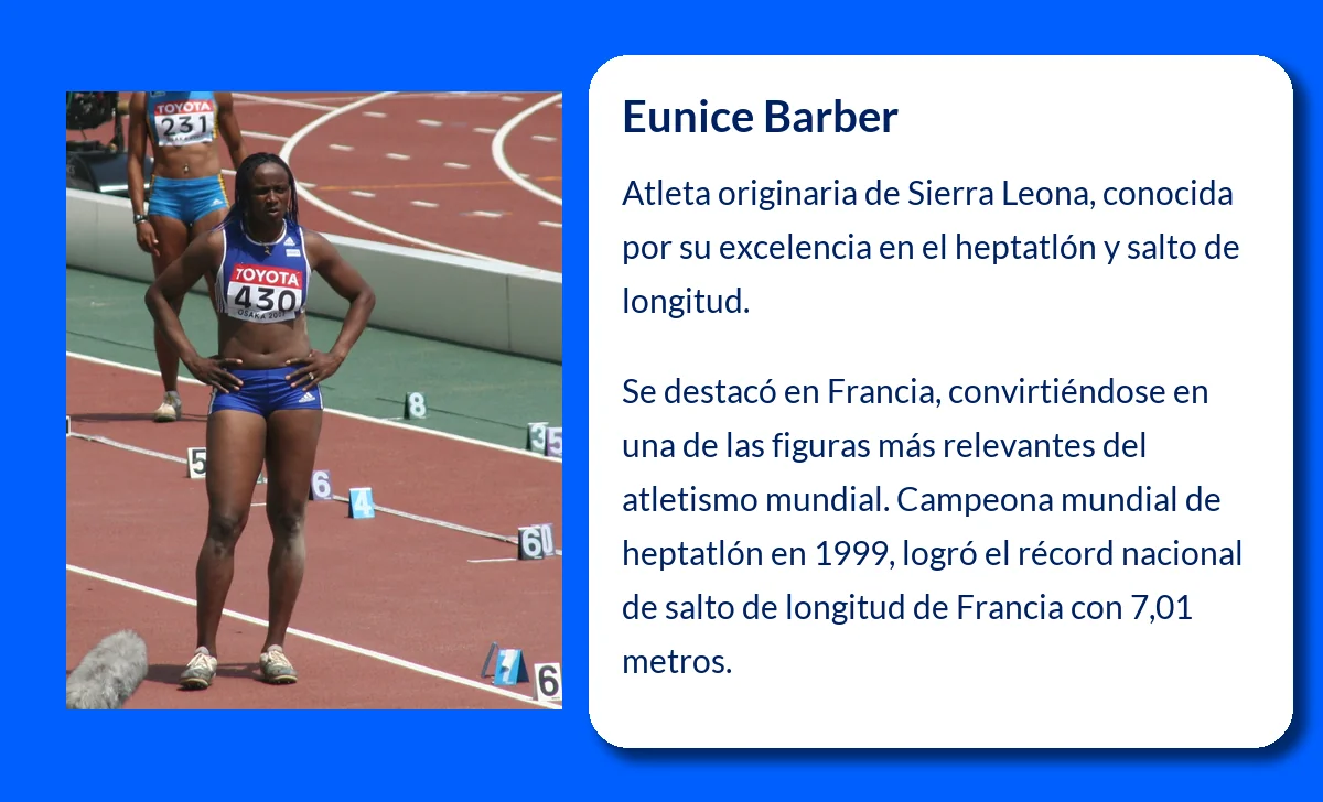 Eunice Barber (1974-VVVV): La campeona mundial de heptatlón y salto de longitud que hizo historia en Francia