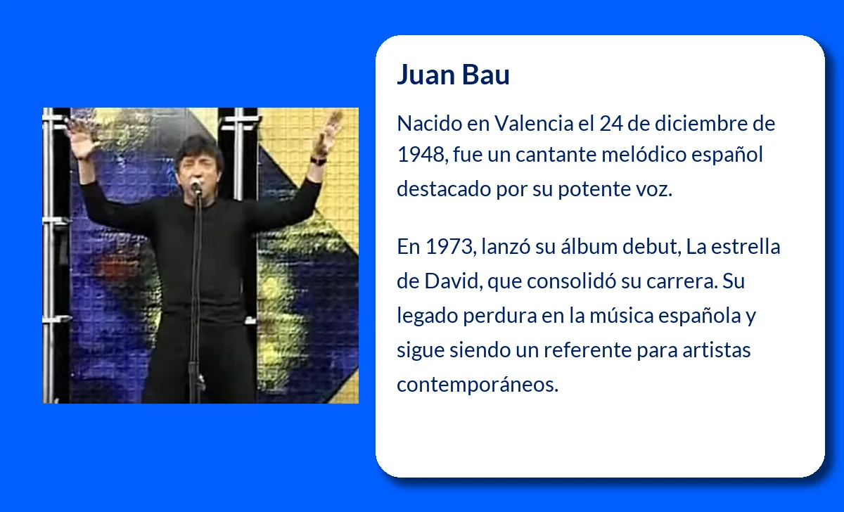 Juan Bau (1948-VVVV): El cantante melódico de voz poderosa que cautivó a España