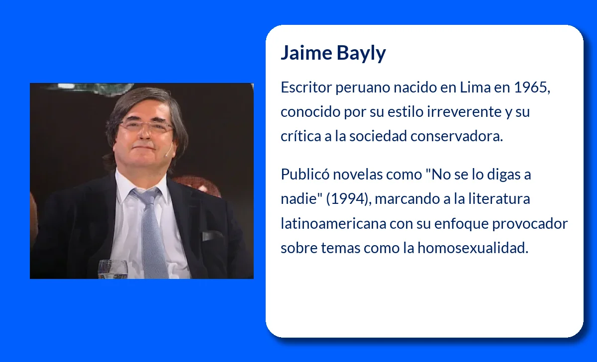 Jaime Bayly (1965-VVVV). El escritor peruano que provocó una revolución literaria con su estilo irreverente