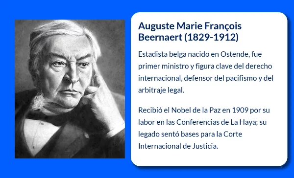 Auguste Marie François Beernaert. Estadista belga y Nobel de la Paz por su defensa del arbitraje internacional
