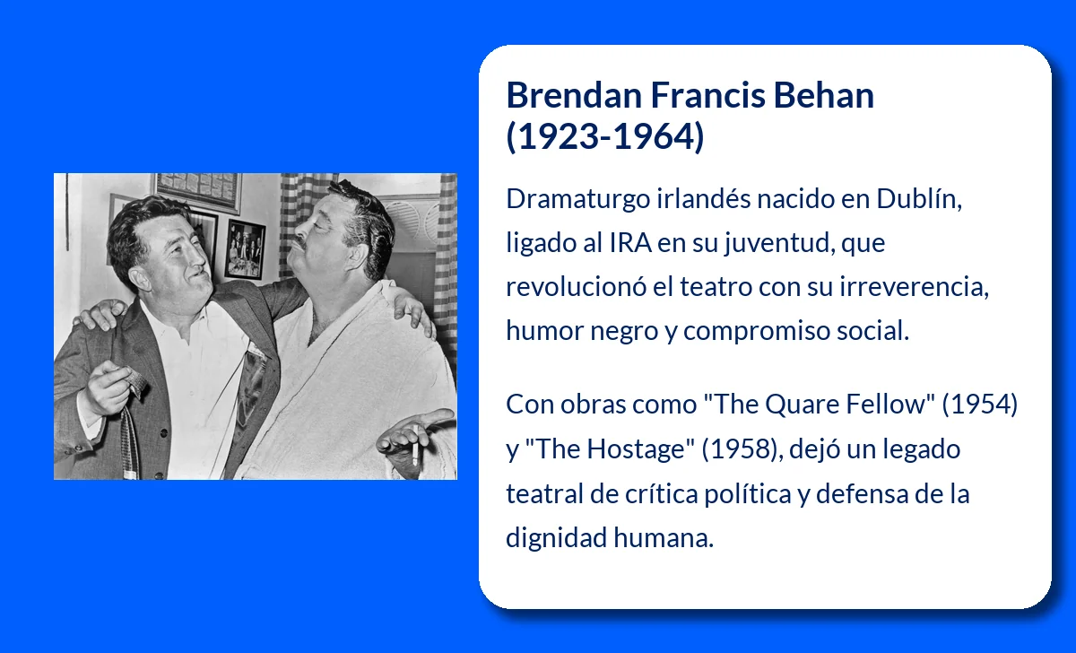 Brendan Francis Behan (1923-1964). El rebelde literario de Irlanda que transformó el teatro con humor y tragedia