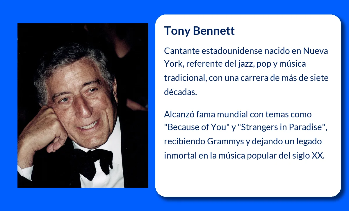 Tony Bennett (1926-VVVV). El inconfundible cantante de Nueva York que conquistó el mundo