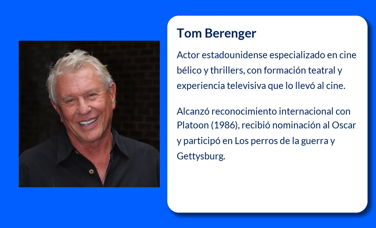 Tom Berenger (1950-VVVV). El carismático actor de carácter que brilló en el cine bélico y el thriller estadounidense