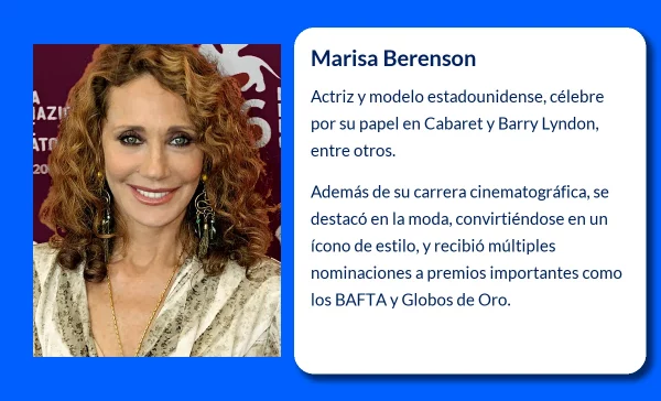 Marisa Berenson (1946-VVVV): Una vida marcada por el cine y la moda