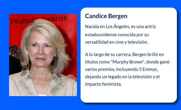 Candice Bergen (1946-VVVV). La icónica actriz de cine y televisión estadounidense
