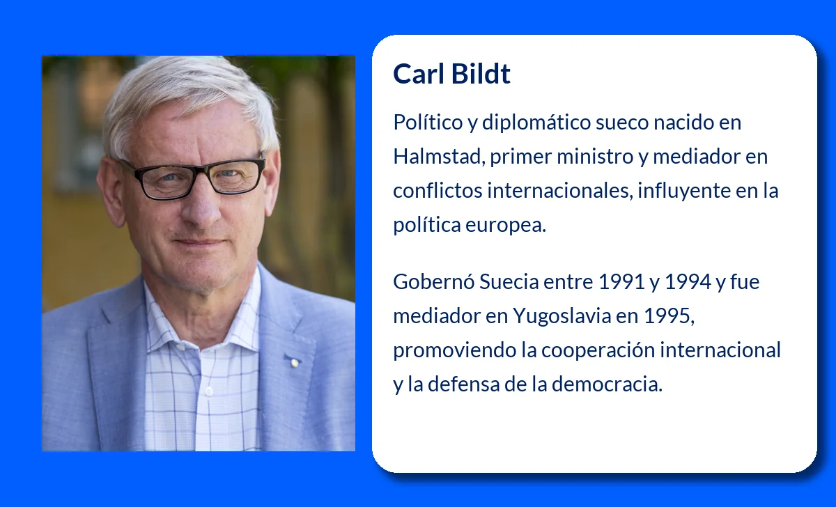 Carl Bildt (1949-VVVV): El mediador europeo que dejó su huella en la política sueca y mundial