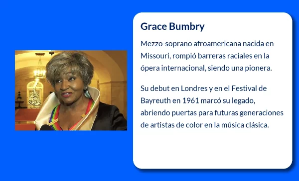 Grace Bumbry (1937-VVVV): La mezzo-soprano que rompió barreras en la ópera internacional