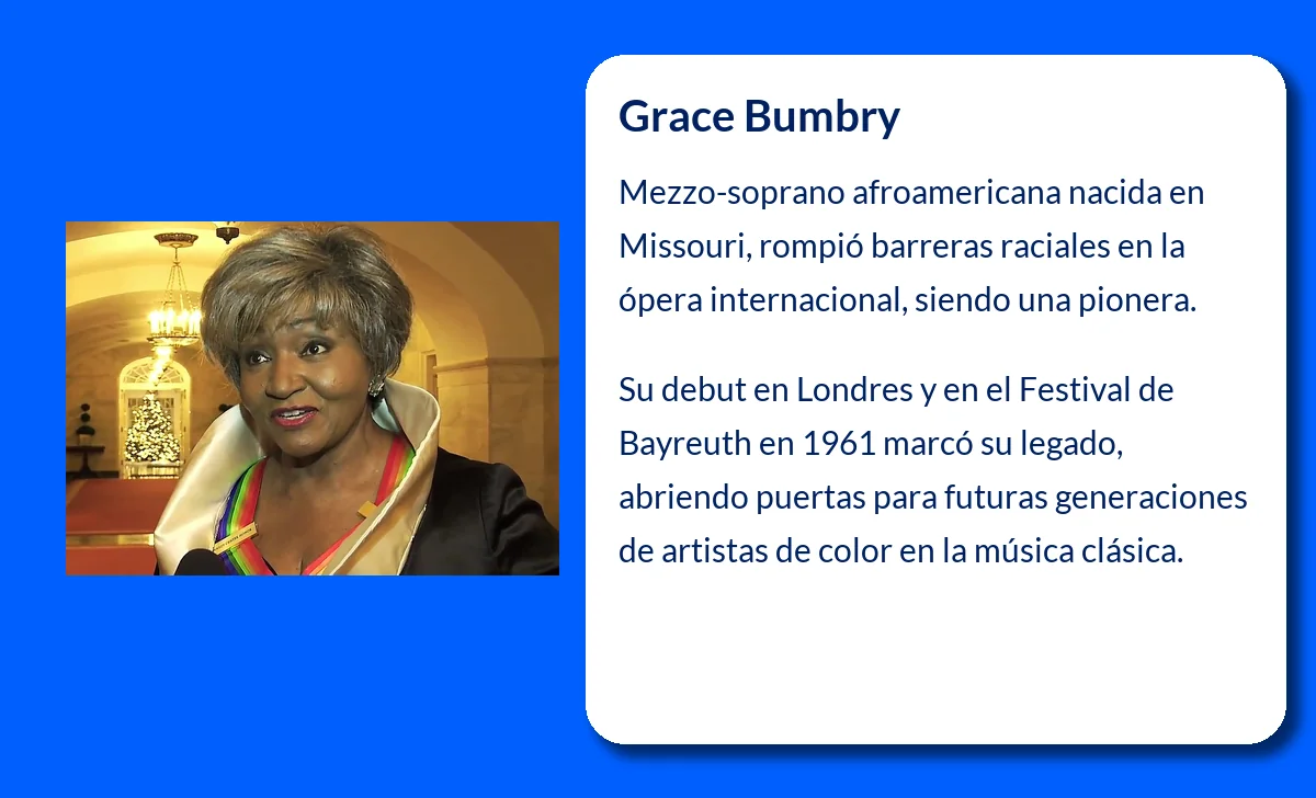 Grace Bumbry (1937-VVVV): La mezzo-soprano que rompió barreras en la ópera internacional