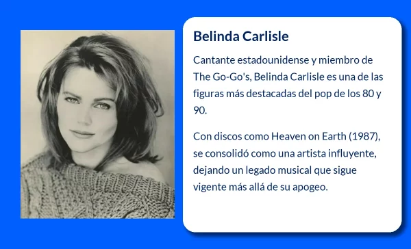 Belinda Carlisle (1958-VVVV): La icónica cantante que revolucionó el pop de los 80 y 90