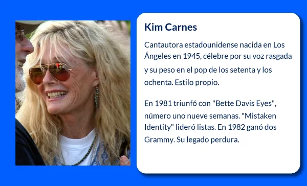 Kim Carnes. La voz rasgada que conquistó el mundo con "Bette Davis Eyes"