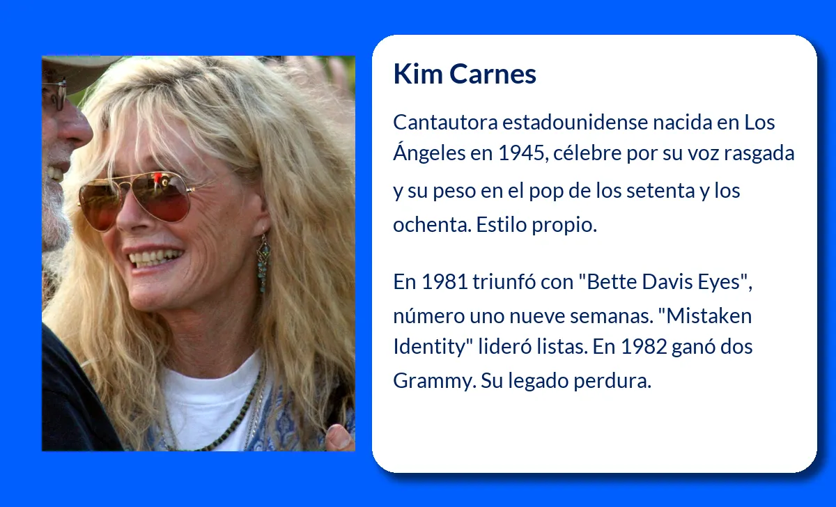 Kim Carnes. La voz rasgada que conquistó el mundo con "Bette Davis Eyes"