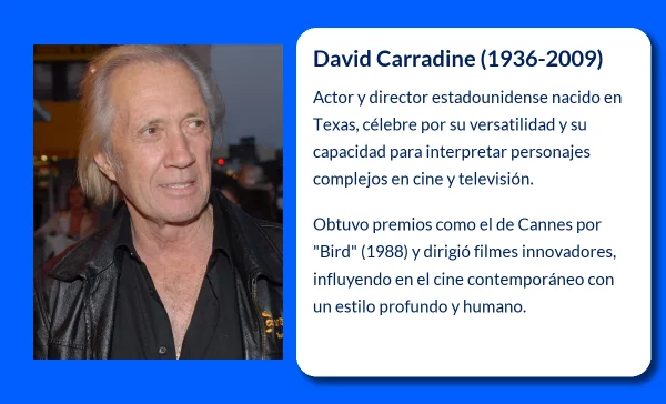 David Carradine (1936-2009): Un ícono del cine que trascendió géneros y épocas