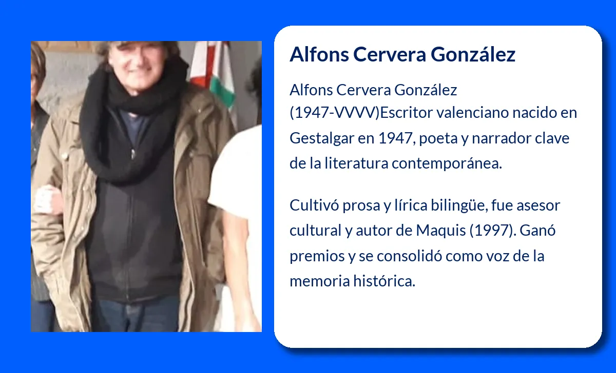 Alfons Cervera González. Poeta y narrador esencial de la literatura valenciana contemporánea