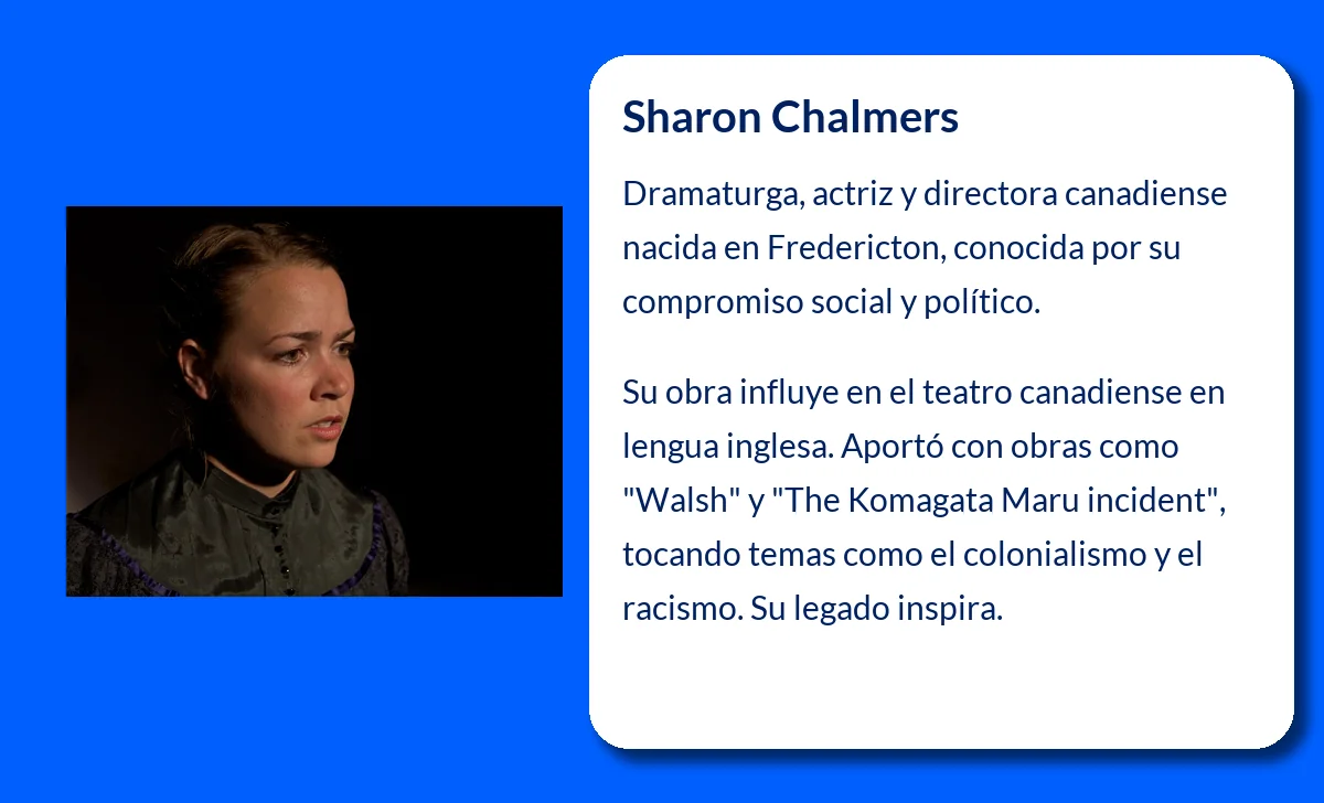 Sharon Chalmers (1936-VVVV). Dramaturga canadiense comprometida con el teatro social