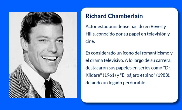 Richard Chamberlain (1935-VVVV). El galán eterno de la televisión y el teatro estadounidense