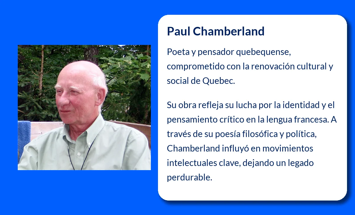 Paul Chamberland (1939-VVVV). El poeta que dio voz al pensamiento crítico de Quebec