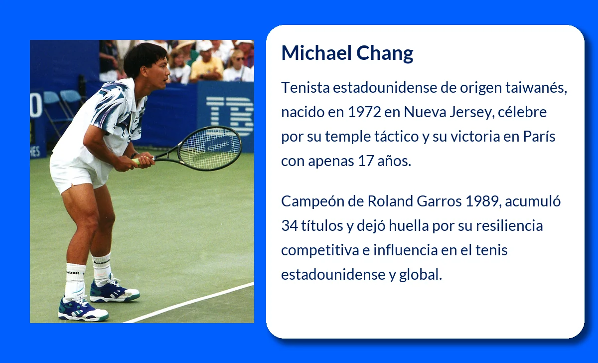 Michael Chang (1972-VVVV). El prodigio del tenis que conquistó Roland Garros a los 17 años