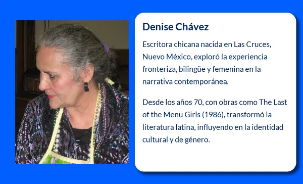 Denise Chávez (1948-VVVV). Escritora chicana que transformó la narrativa de frontera con su visión bilingüe y femenina