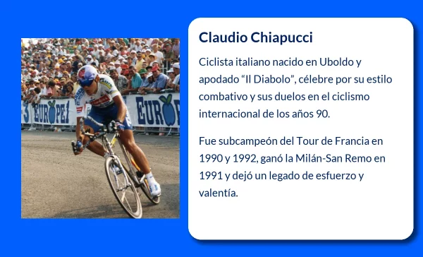 Claudio Chiapucci (1963-VVVV). El combativo escalador italiano que desafió a una generación dorada del ciclismo