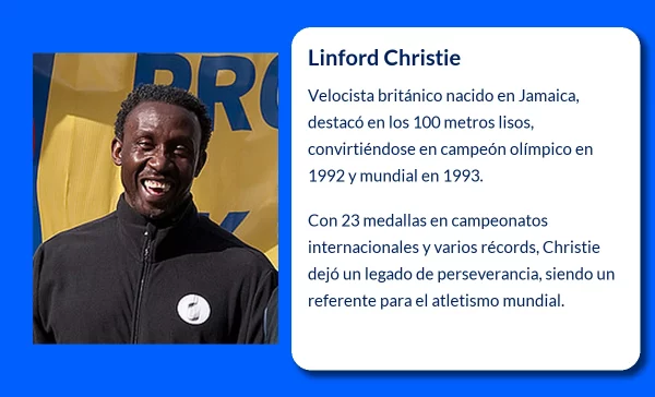 Linford Christie (1960-VVVV). El legendario velocista británico que dominó los 100 metros lisos