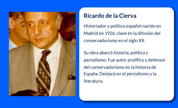 Ricardo de la Cierva (1926-VVVV). Historiador y político español clave en la divulgación del conservadurismo del siglo XX