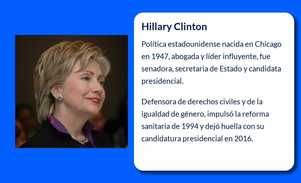 Hillary Clinton (1947-VVVV). Trayectoria de poder
