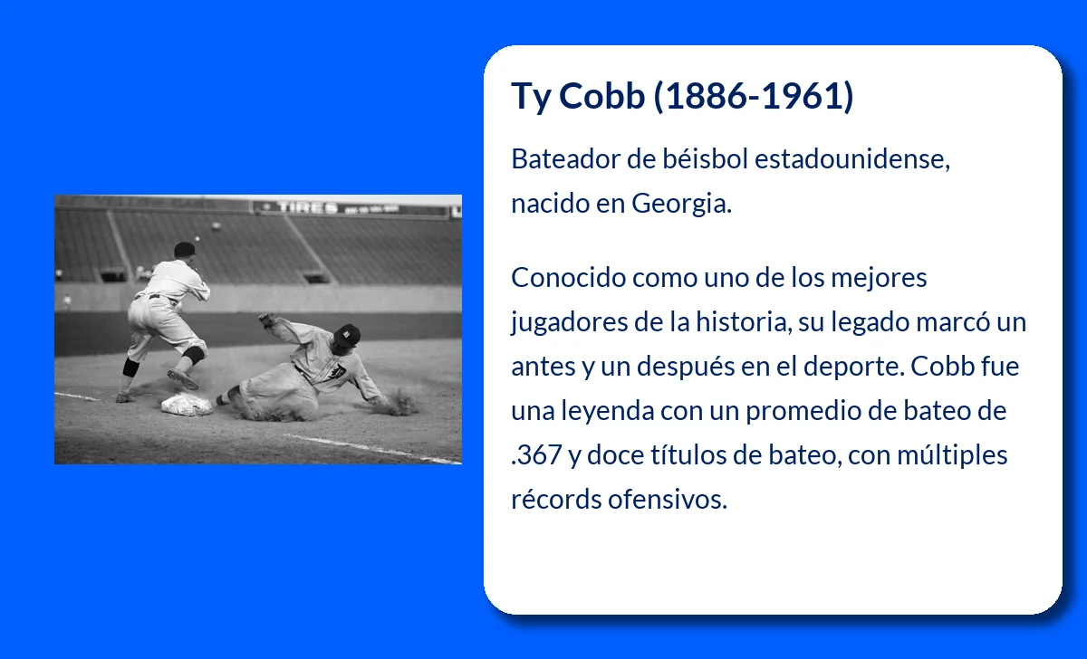 Ty Cobb (1886-1961). El bateador legendario que cambió la historia del béisbol