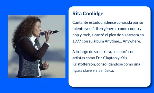 Rita Coolidge (1944-VVVV). La voz que conquistó a varios géneros musicales