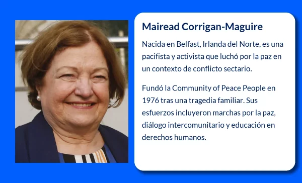Mairead Corrigan-Maguire (1944-VVVV). La voz irlandesa de la paz que desafió la violencia sectaria