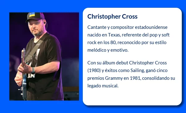 Christopher Cross (1951-VVVV). El compositor y cantante que conquistó los corazones en los años 80