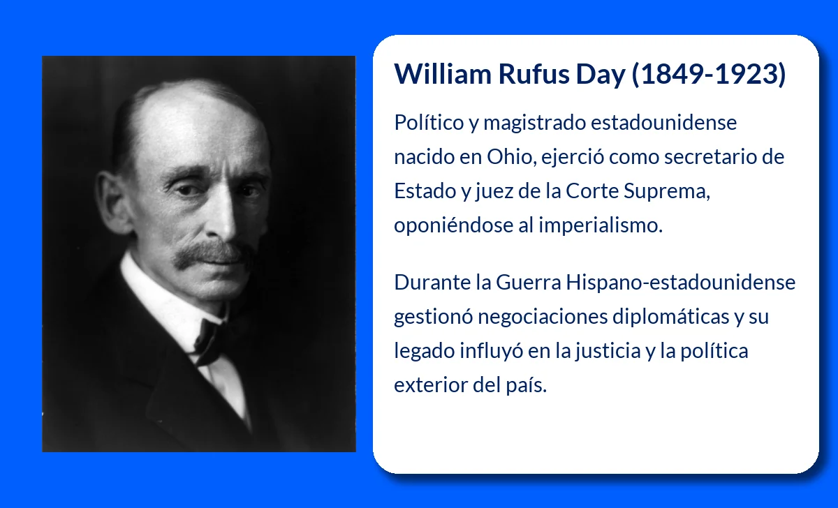 William Rufus Day (1849-1923). El político y magistrado estadounidense que destacó por su oposición al imperialismo