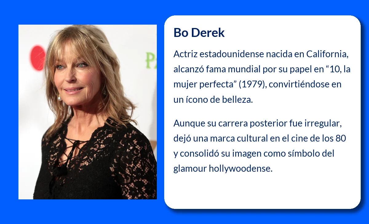 Bo Derek (1956-vvvv): La musa cinematográfica que conquistó Hollywood