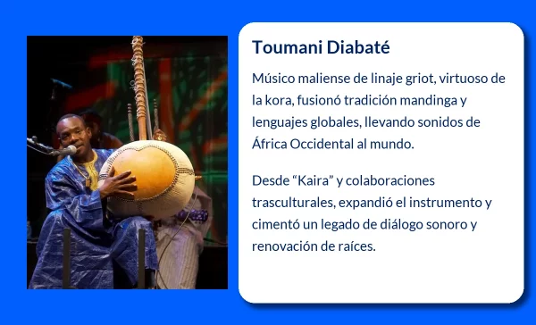 Toumani Diabaté (1965-VVVV). El maestro maliense de la kora que revolucionó la música tradicional de África Occidental