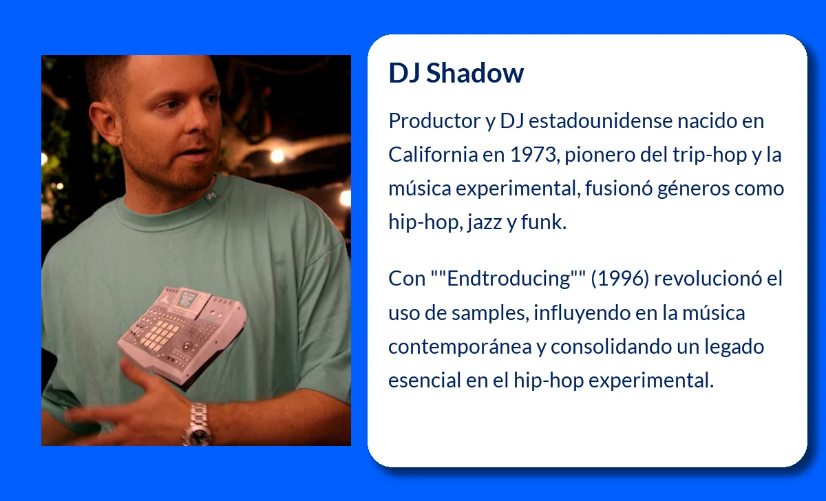 DJ Shadow (1973 - VVVV). El genio del trip-hop y pionero de los beats experimentales
