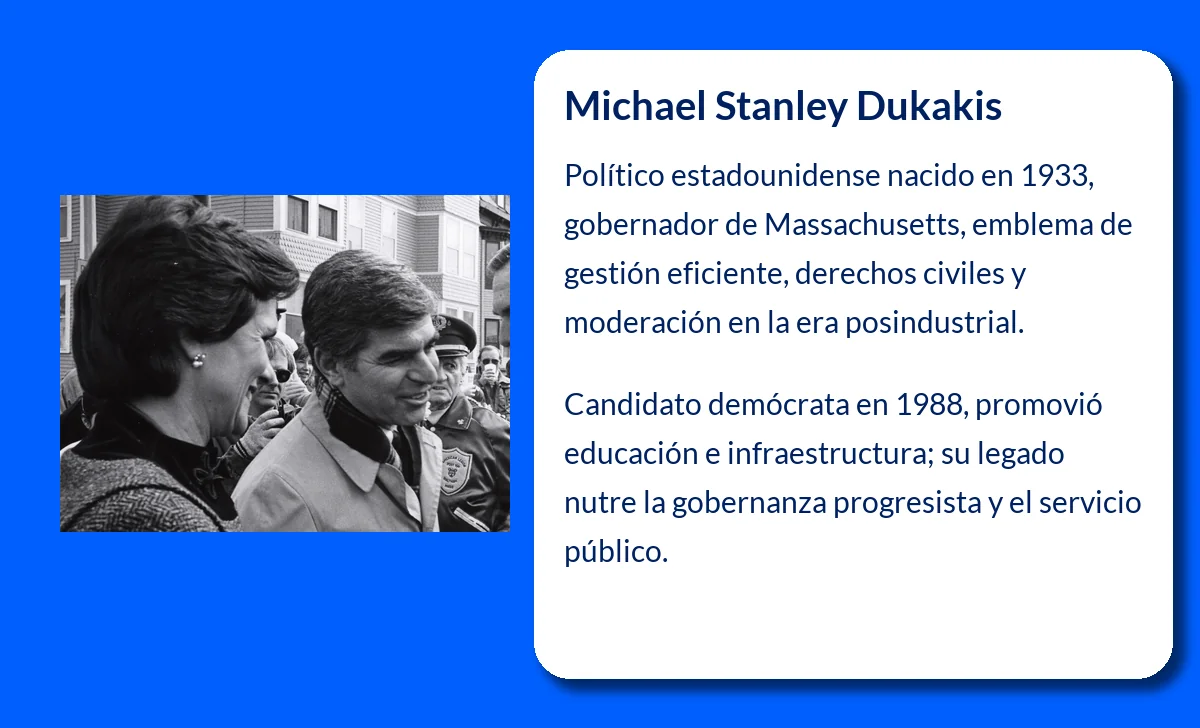 Michael Stanley Dukakis (1933-VVVV). El demócrata que desafió a George Bush en las presidenciales de 1988