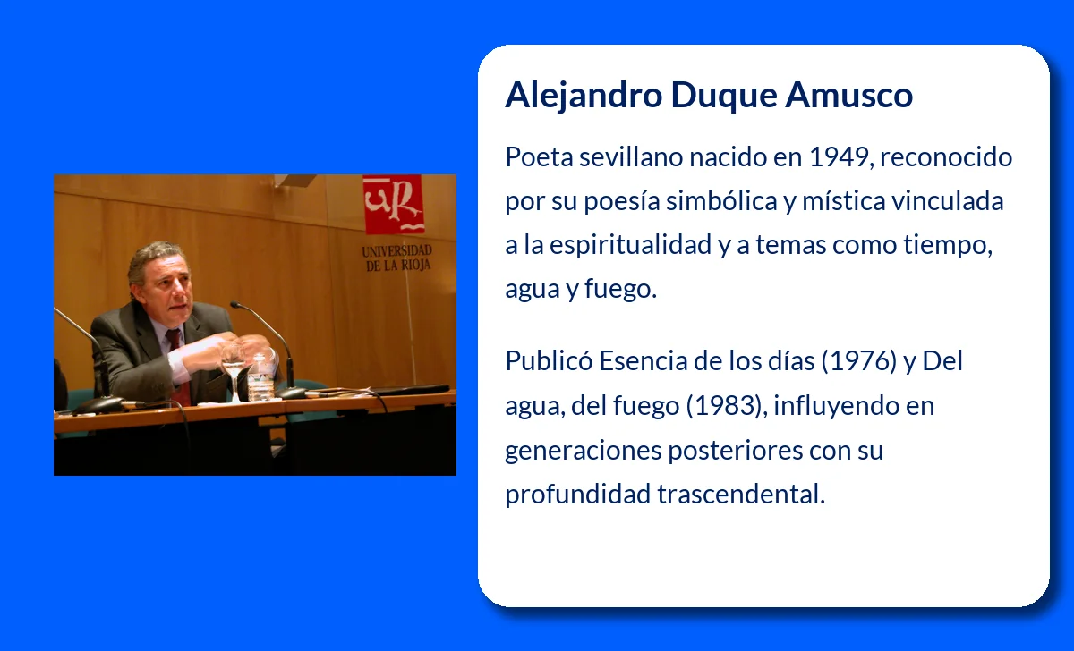 Alejandro Duque Amusco (1949-VVVV). La voz lírica sevillana de la purificación poética