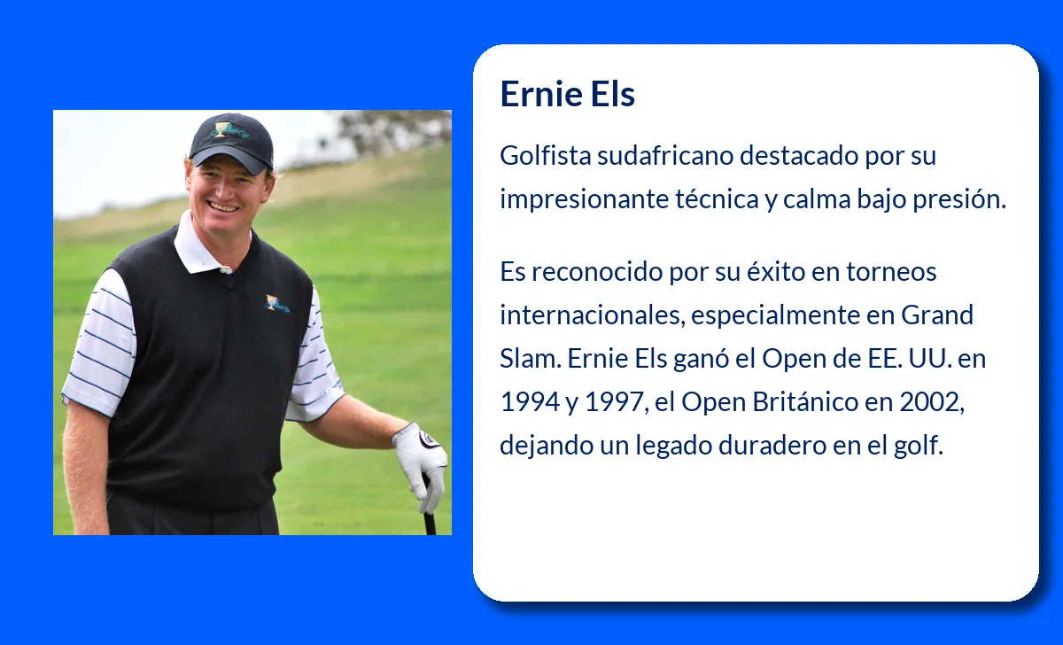 Ernie Els (1969-VVVV). El golfista sudafricano que conquistó el mundo con su estilo único