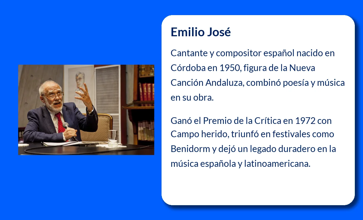 Emilio José (1950-VVVV). El cantante y compositor español que dejó huella en la música andaluza