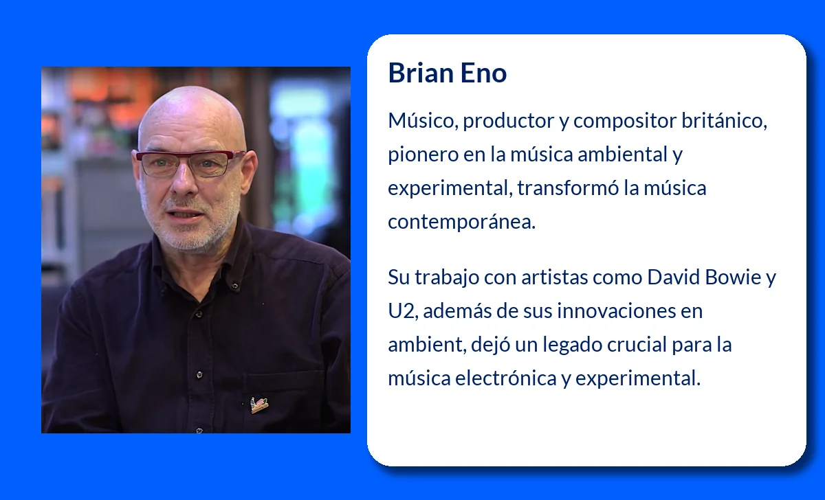 Brian Eno (1948-VVVV). El pionero de la música ambiental y productor innovador