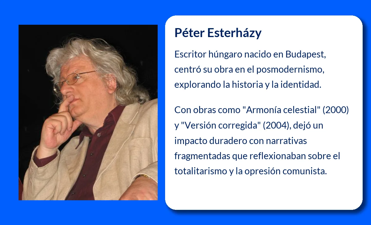 Péter Esterházy (1950-VVVV). La voz literaria que transformó la narrativa húngara contemporánea
