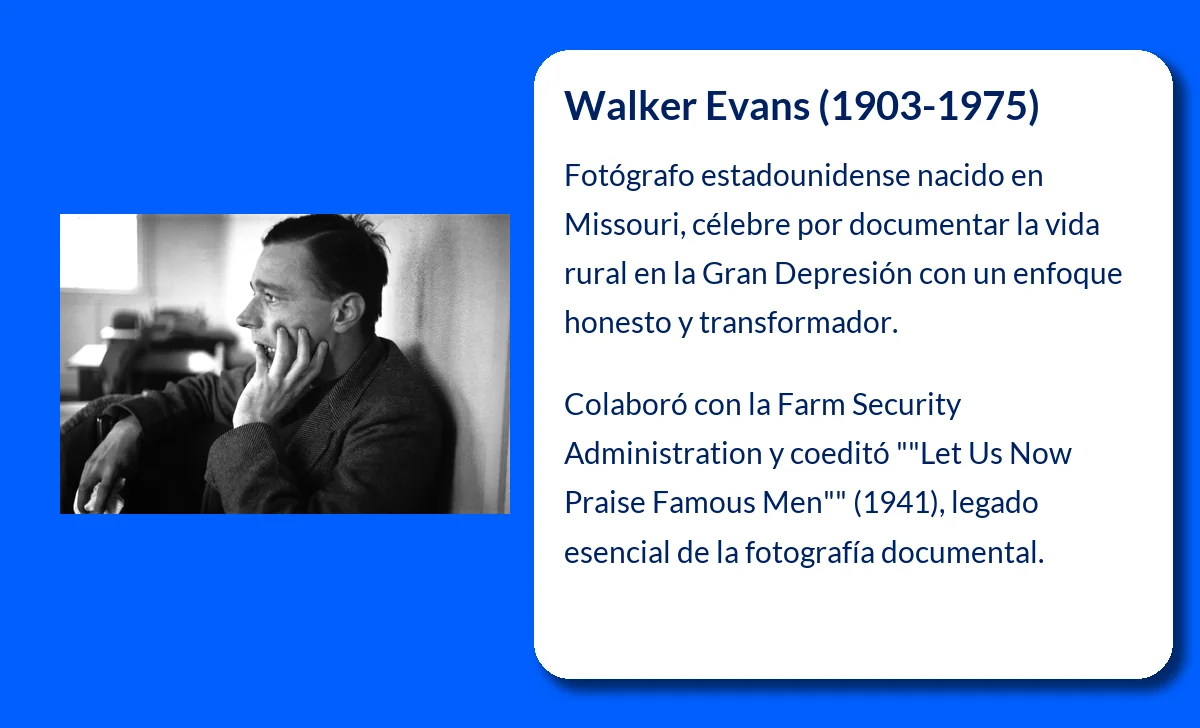 Walker Evans (1903-1975): El fotógrafo documental que redefinió la realidad social a través de su lente