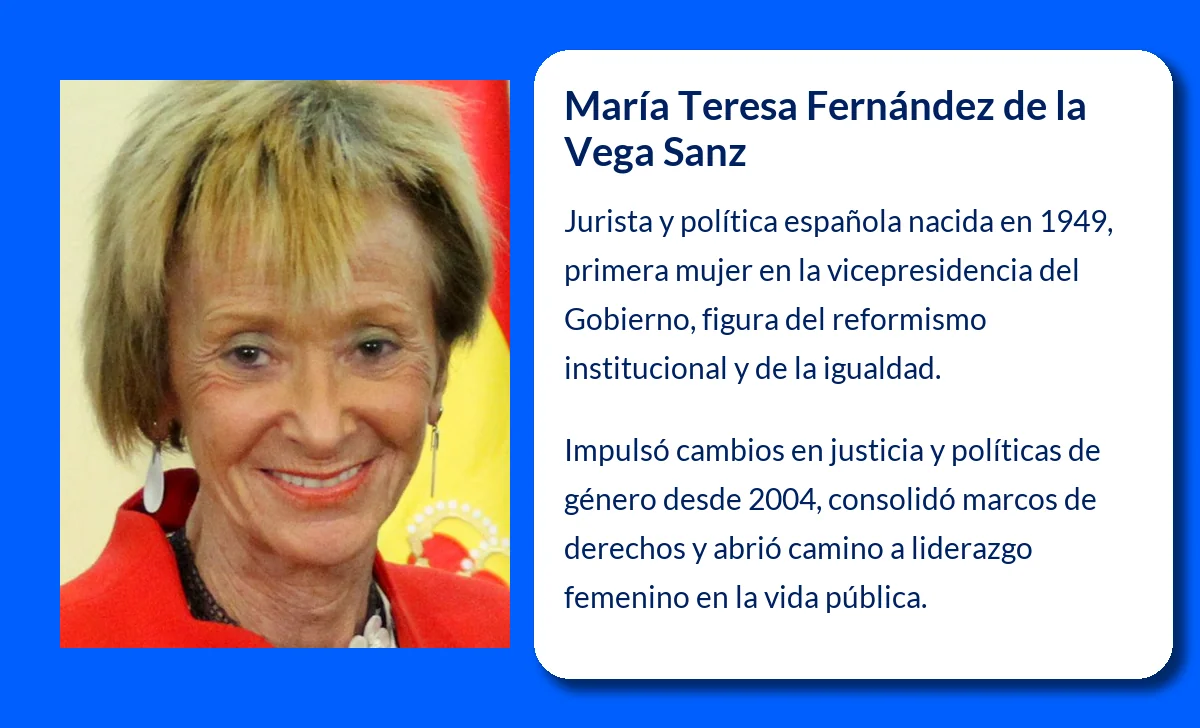 María Teresa Fernández de la Vega (1949-VVVV): Pionera de la política y la justicia en España