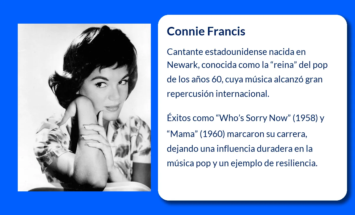 Connie Francis (1938-VVVV): La leyenda de la música pop estadounidense