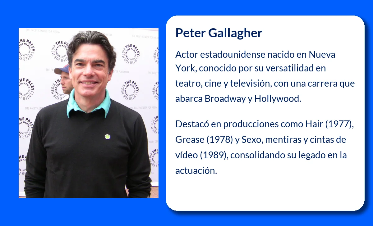 Peter Gallagher (1955-VVVV). El actor que ha dejado su huella tanto en Broadway como en la pantalla grande