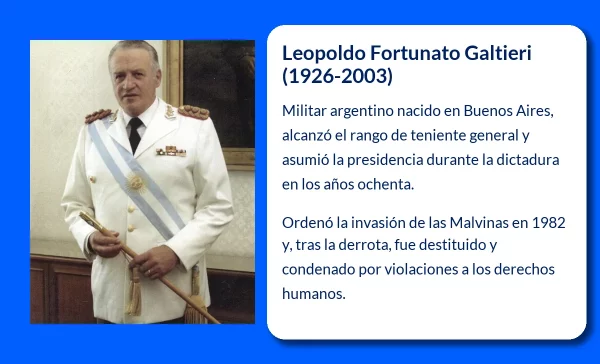 Leopoldo Fortunato Galtieri (1926-2003). El dictador argentino cuya aventura bélica marcó su destino