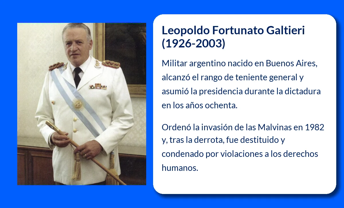 Leopoldo Fortunato Galtieri (1926-2003). El dictador argentino cuya aventura bélica marcó su destino