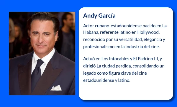 Andy García (1956-VVVV): El carisma y la versatilidad de un actor cubano-estadounidense
